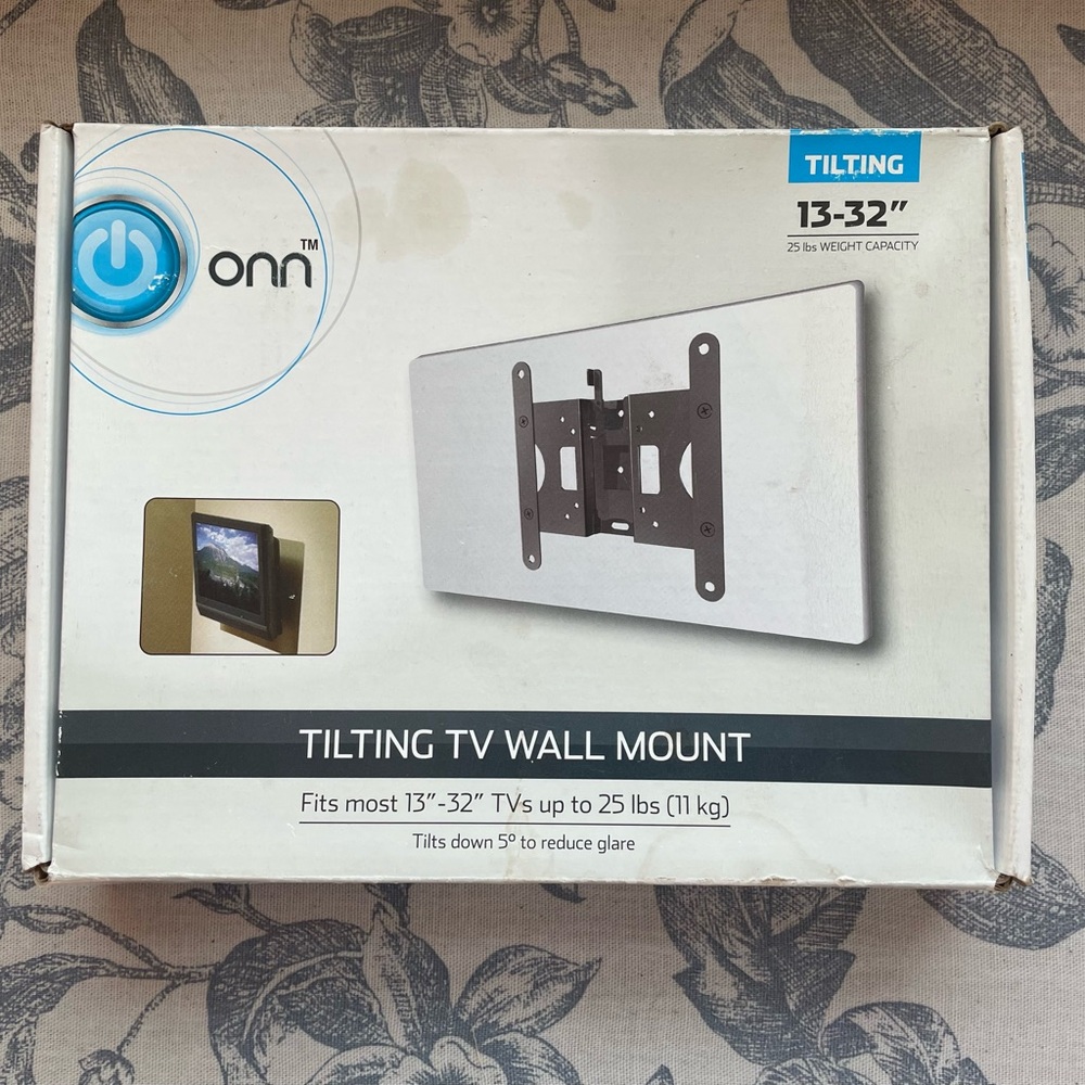 ONN Tilting TV Wall Mount Black Fits Most 13”-32” TV’s